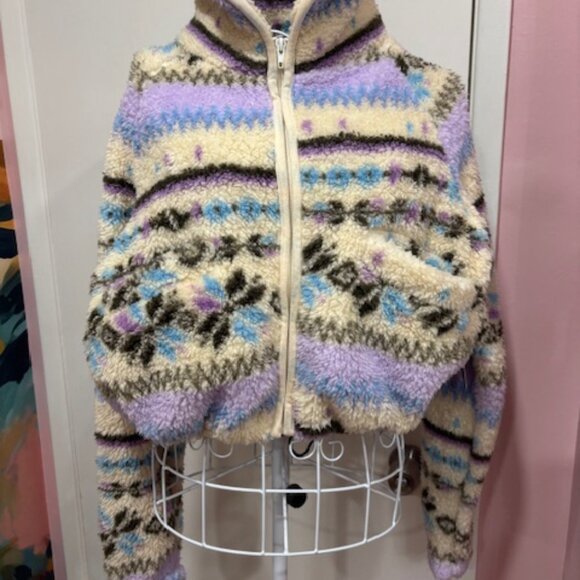 Cozy Pastel Sherpa Fleece Zip-Up Jacket - Picture 2 of 3